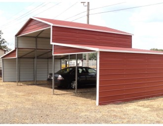 Metal Barn | Boxed Eave Roof | 42W x 21L x 12H | Raised Center